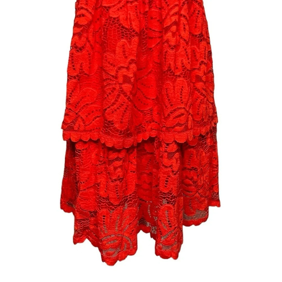 Maeve Red Lace Tiered Mini Dress with Convertible Straps Size X-Large - Picture 10 of 15